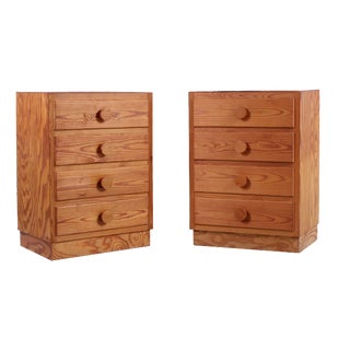 Vintage Pinewood Chest of Drawers, 1970s, Set of 2 For Sale
