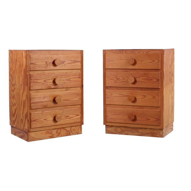 Vintage Pinewood Chest of Drawers, 1970s, Set of 2 For Sale