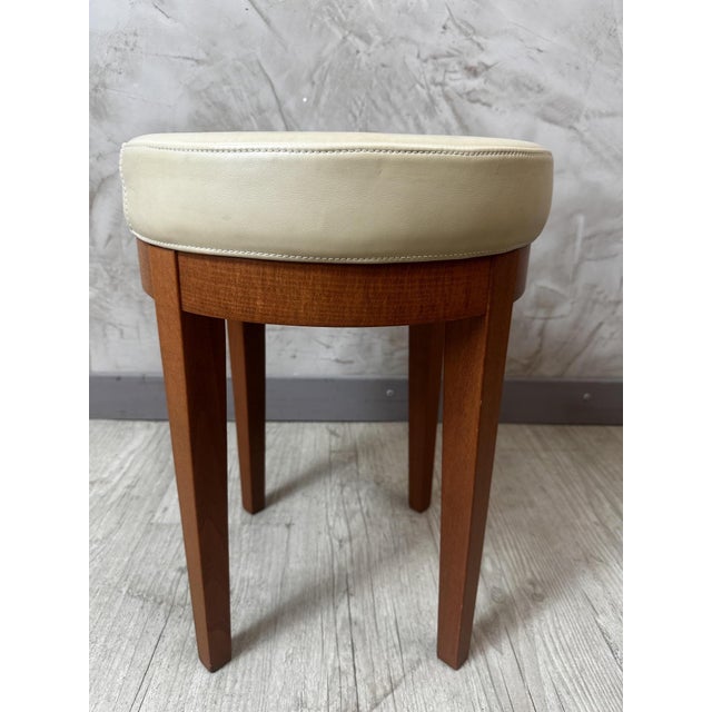 Wood Vintage Workshop Stool in Beech and Leather, 1980s For Sale - Image 7 of 9