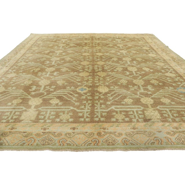 Modern 2010s Vintage Earth-Tone Khotan Rug, 08'02 X 09'09 For Sale - Image 3 of 10