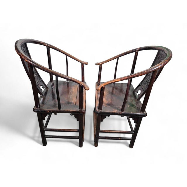 Set of 19th Century Qing Dynasty Chinese Armchairs, 1860 For Sale - Image 3 of 16