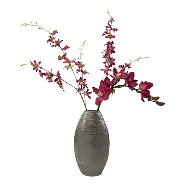 Elegant Silver Vase With or Without Orchids For Sale