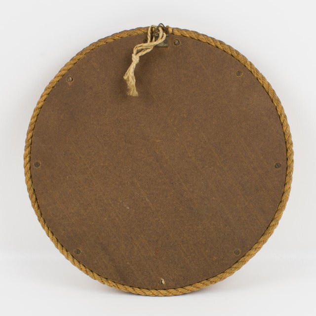 Beige Mid-Century Audoux Minet Wall-Mounted Nautical Rope Mirror For Sale - Image 8 of 10
