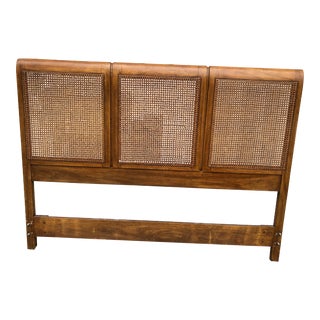 1970s Hollywood Regency Cane Drexel Furniture Queen Headboard For Sale