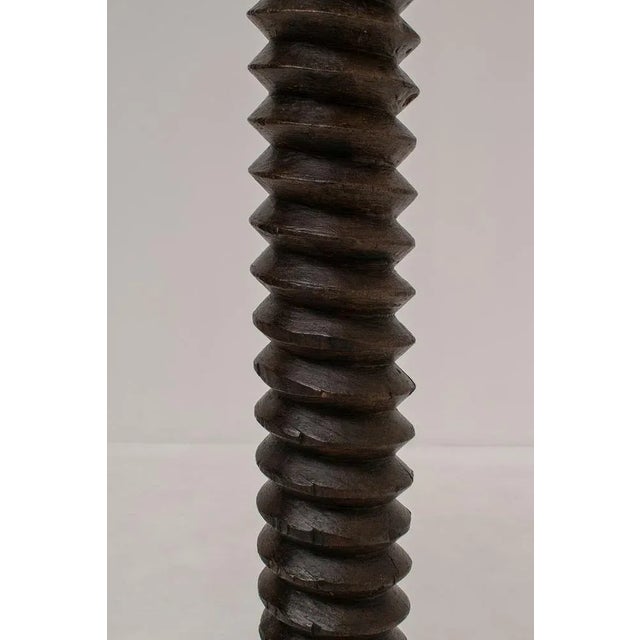 Brown Large Turned Oak Pedestal, France, 1940s For Sale - Image 8 of 10