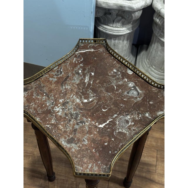Antique French Side Table with Marble Top and Ormolu Mounts For Sale - Image 4 of 11
