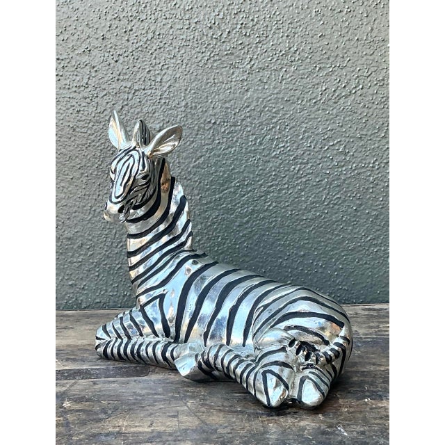 Vintage Silver Mirrored Zebra For Sale - Image 11 of 12