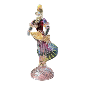 Murano Archimede Seguso Sommerso MCM Figure Woman & Large Fish, Aventurine Gold Flake 12"