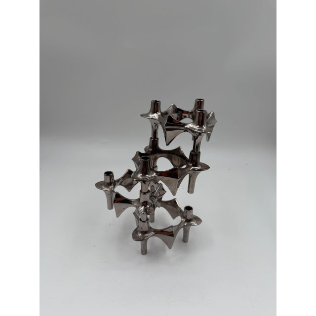 Metal Mid-Century Modern Brutalist Chrome Taper Candleholders by Nagel Stoff for BMF, 1950s, Set of 4 For Sale - Image 7 of 18