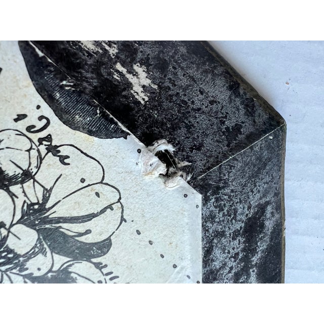 Glass Octagon Decoupage Plates With Vegetables, Flowers and Script For Sale - Image 7 of 10