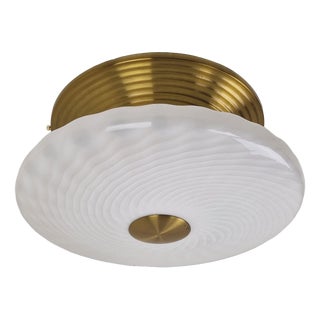 Large Mid-Century Italian Swirl Murano Glass Flush Mount, 1970s For Sale