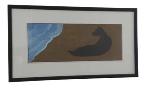 1998 "Dog by the Water" Painting by Andrew Woodward, Framed