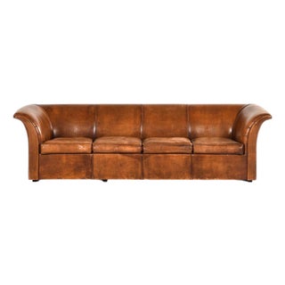 Leather Sofa attributed to Kaj Gottlob, 1940s For Sale