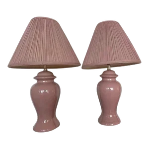 1980s Postmodern Mauve Pink Table Lamps - a Pair
