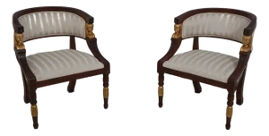 Pair Egyptian Revival Curved Back Tub Chairs