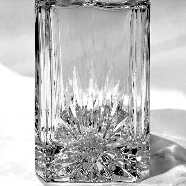 Vintage Square Body Cut Lead Crystal Decanter - Faceted Stopper For Sale - Image 4 of 10