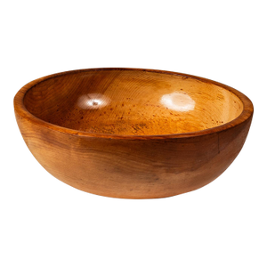 Post War Organic Modern Wood Turned Serving Bowl in Solid Hinoki Cedar, Occupied Japan, Circa 1940s