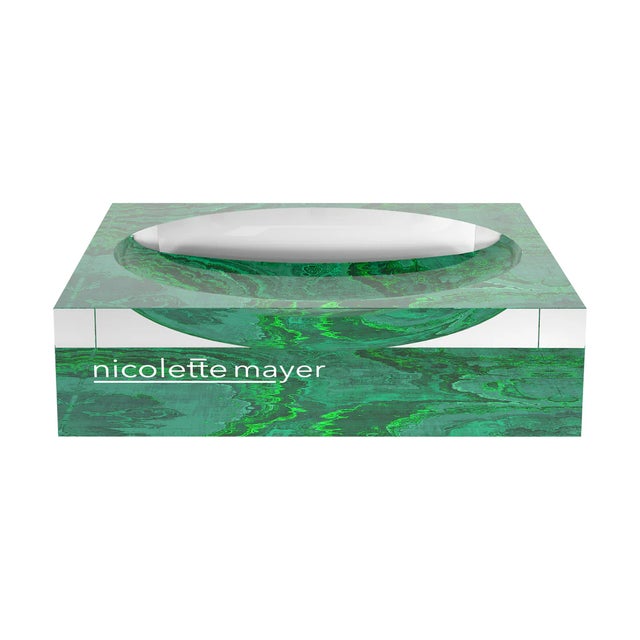 2020s Agate Malachite Acrylic Candy Catchall Dish, Small For Sale - Image 5 of 14