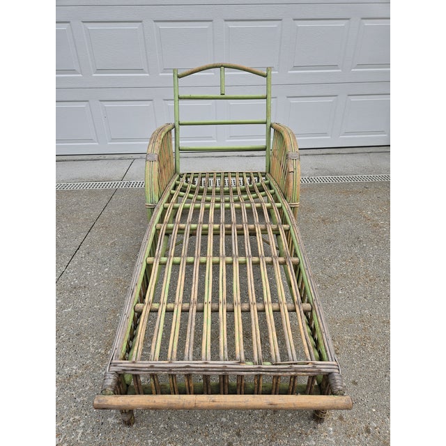 Antique Weathered Green Chaise Lounge For Sale - Image 12 of 13