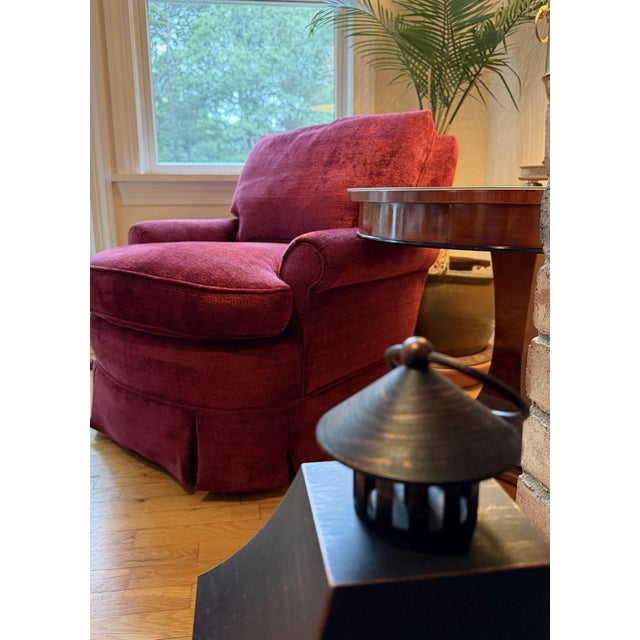 Custom Lounge Chair & Ottoman Set in Burgundy by Dapha For Sale - Image 16 of 18