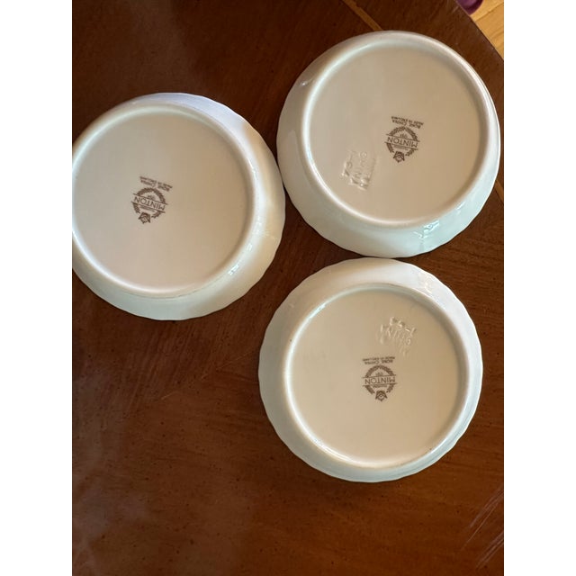 White Vintage Minton England "Marlow" Pattern Set of 3 Coasters #.75 For Sale - Image 8 of 11