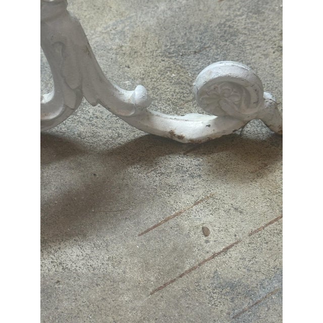 Vintage Brass Garment Stand With Ornate White-Painted Metal Base, 77” For Sale - Image 9 of 11