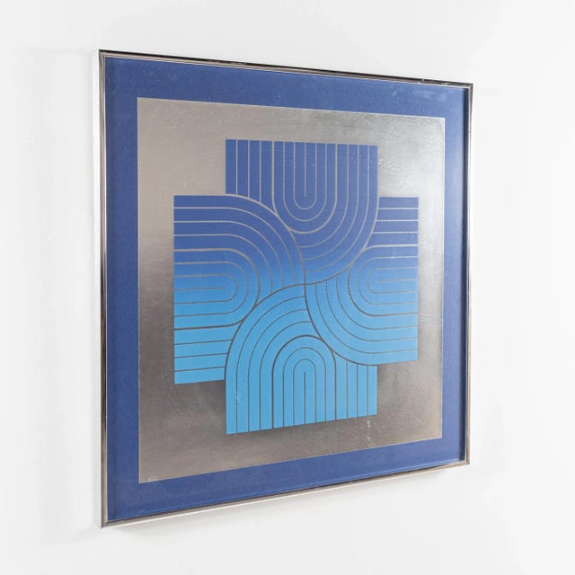 Blue and Silver Abstract Print This print measures: 24 wide x 1 deep x 24 inches high We take our photos in a controlled...
