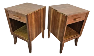 1960s Walnut Night Stands, A Pair