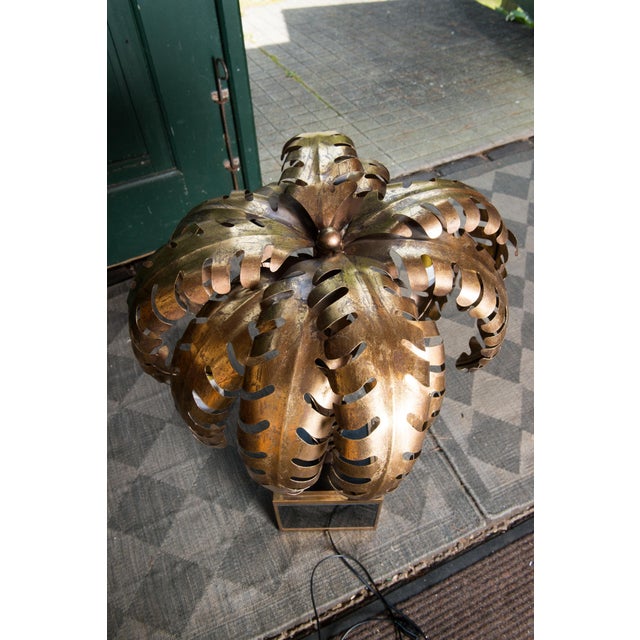 1970s 20th Century Brass Palm Tree Table Lamp in Maison Jansen Style For Sale - Image 5 of 13