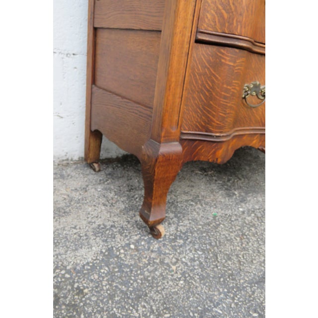 Southern Furniture Early 1900s Tiger Oak Large Tall Serpentine Gentleman’s Chest With Mirror 5982 For Sale - Image 17 of 18