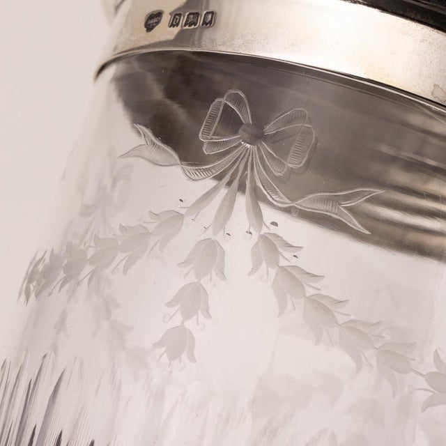 Antique English Silver and Etched Crystal Jar from G&S Co., London, 1919 For Sale - Image 11 of 13
