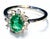 Art Deco 18K White Gold Emerald Diamond Engagement Ring Estate For Sale - Image 3 of 3