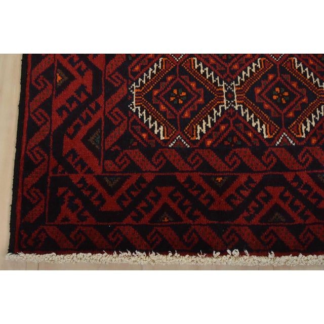 Baloch Rug 3’6” X 6’2” Blue Wool Vintage Tribal Hand-Knotted Oriental Carpet For Sale - Image 10 of 13