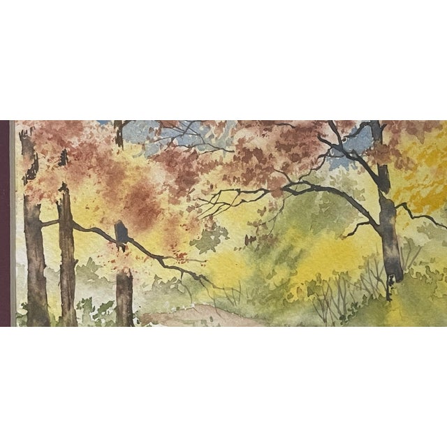 1970s Beautiful Watercolor Summer Park Signed and Framed For Sale - Image 4 of 6