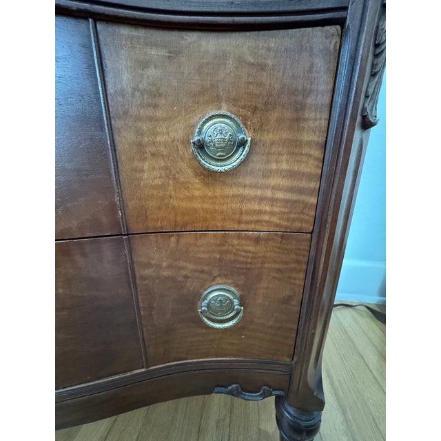 Antique Burled Walnut and Inlaid Marquetry Dresser Chest of Drawers For Sale - Image 4 of 10
