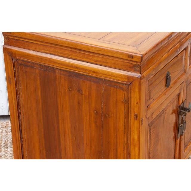 19th Century Antique Chinese Cedar Rustic Cabinet For Sale - Image 5 of 11