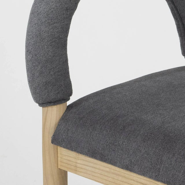 Heidi Teak & Dark Grey Boucle Counter Stool For Sale - Image 6 of 6