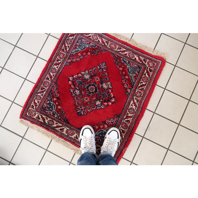 1970s, Rare Square Vintage Persian Hamadan Rug 3' X 2' For Sale - Image 4 of 9