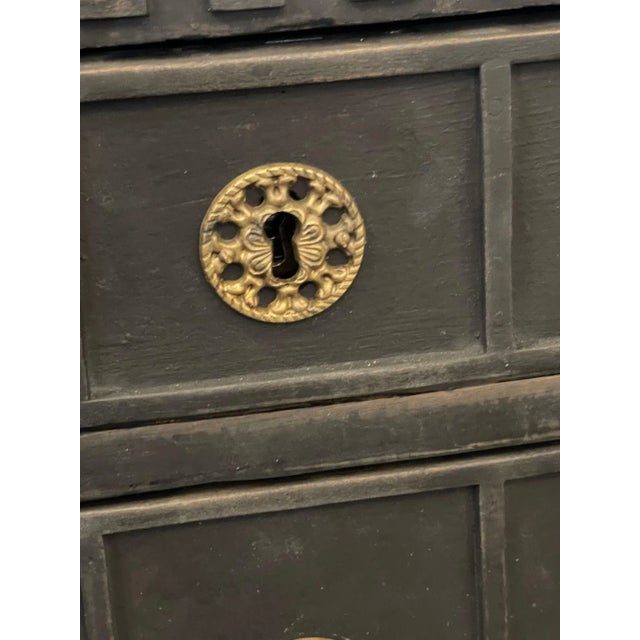 19th Century Swedish Empire Style Painted Black Chest For Sale In Dallas - Image 6 of 10