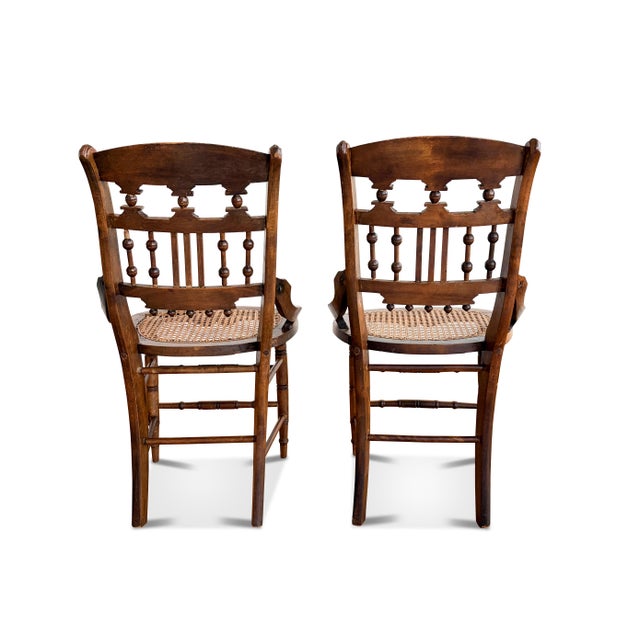 Victorian Eastlake Cane Seat Chairs - A Pair For Sale - Image 4 of 14