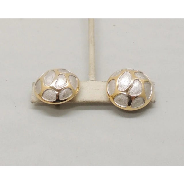 Silver Vintage Signed Crown Trifari Round Domed Animal Print Clip Earrings - 2 Pieces For Sale - Image 8 of 9