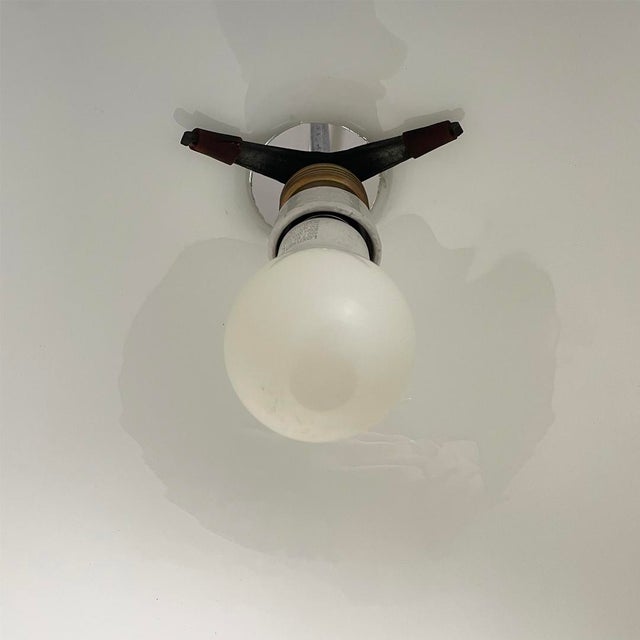 Metal Mid-Century Modern Italian Round Opaline Glass Chandelier, 1960s For Sale - Image 7 of 16