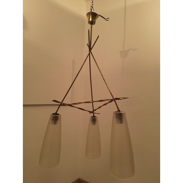 Vintage Pendant Light with Twisted Brass Structure from Fontana Arte, 1950s For Sale - Image 6 of 18