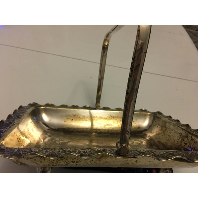 Plated Basket M.L & CO G 3781 silver-plated brass beautifully engraved with a frill end. Dimensions with closed handle: 29...