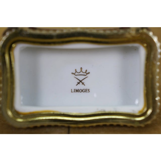 Ceramic Late 20th Century Limoges France Porcelain Trinket Keepsake Suitcase Luggage Box Usa 2.5" For Sale - Image 7 of 11
