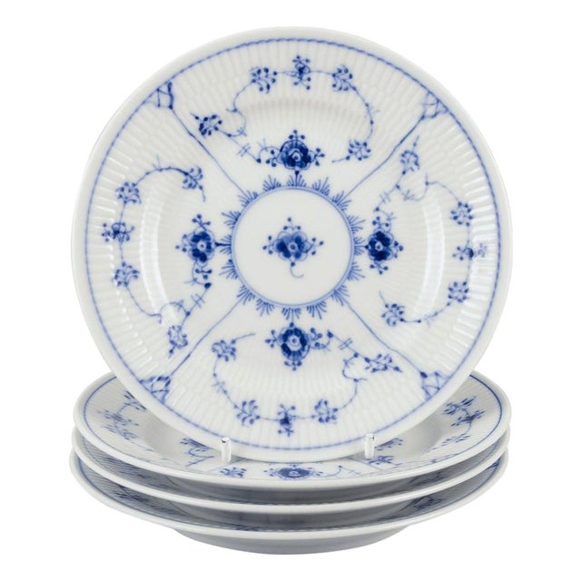 Blue Fluted Plain Salad Plates in Porcelain from Royal Copenhagen, 1970s, Set of 4 For Sale