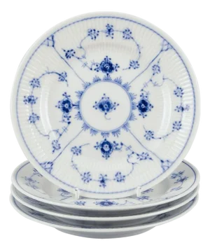 Blue Fluted Plain Salad Plates in Porcelain from Royal Copenhagen, 1970s, Set of 4