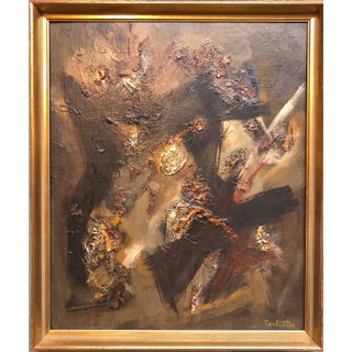 Rene Couturier, French Gestural Abstract Expressionist Textured Oil Painting, c.1970 For Sale