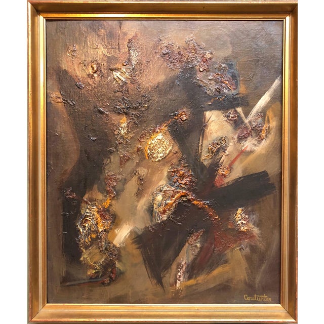 Rene Couturier, French Gestural Abstract Expressionist Textured Oil Painting, c.1970 For Sale