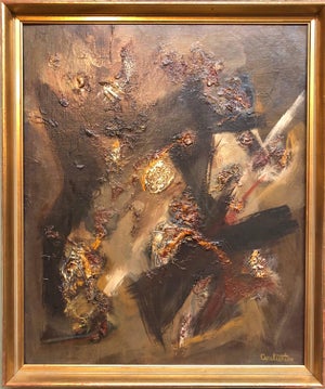 Rene Couturier, French Gestural Abstract Expressionist Textured Oil Painting, c.1970